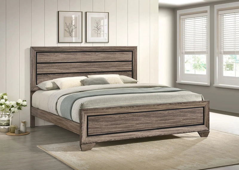 Kauffman Wood Eastern King Panel Bed Washed Taupe by Unique Piece Furniture