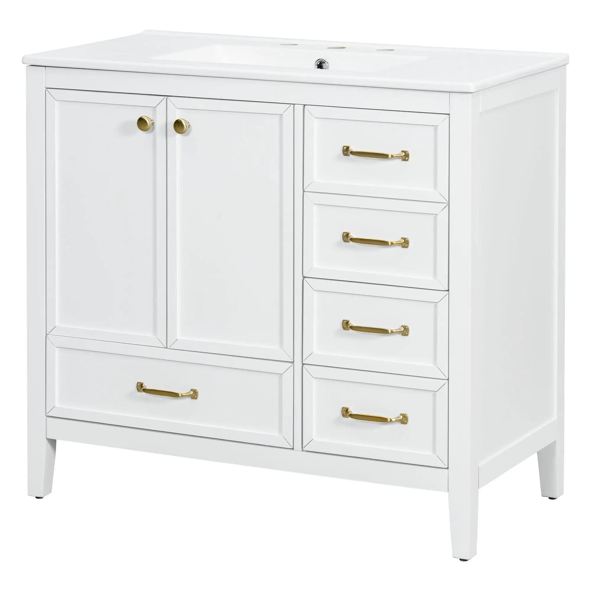 Elegant Vintage Bathroom Vanity With Sink and Soft Closing Drawers by HouseOfZazla