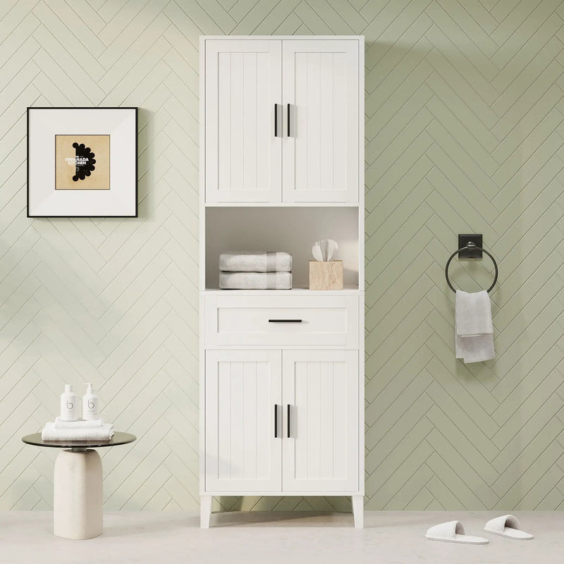 Freestanding Tall Bathroom Cabinet With Soft Close Doors And Adjustable Shelves by Unique Piece Furniture