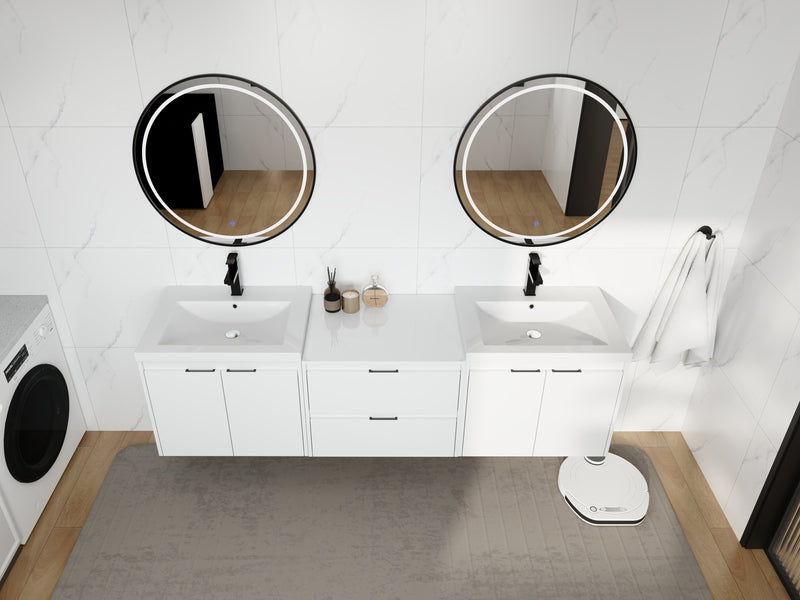 72" Bathroom Vanity With Resin Sink, Soft Close Doors, and 1-Side Cabinet by HouseOfZazla