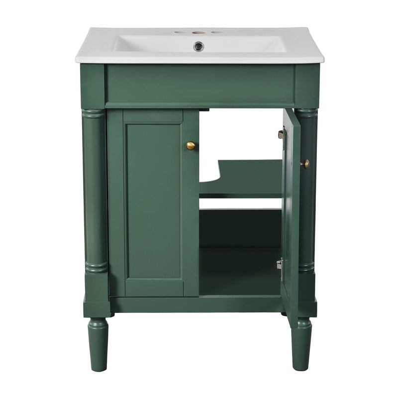 Bathroom Vanity With Top Sink, 2 Tier Storage Cabinet