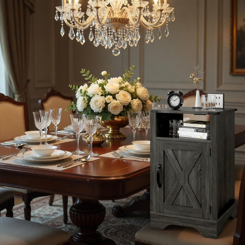 Farmhouse Nightstand, Charging Station & Storage by HouseOfZazla