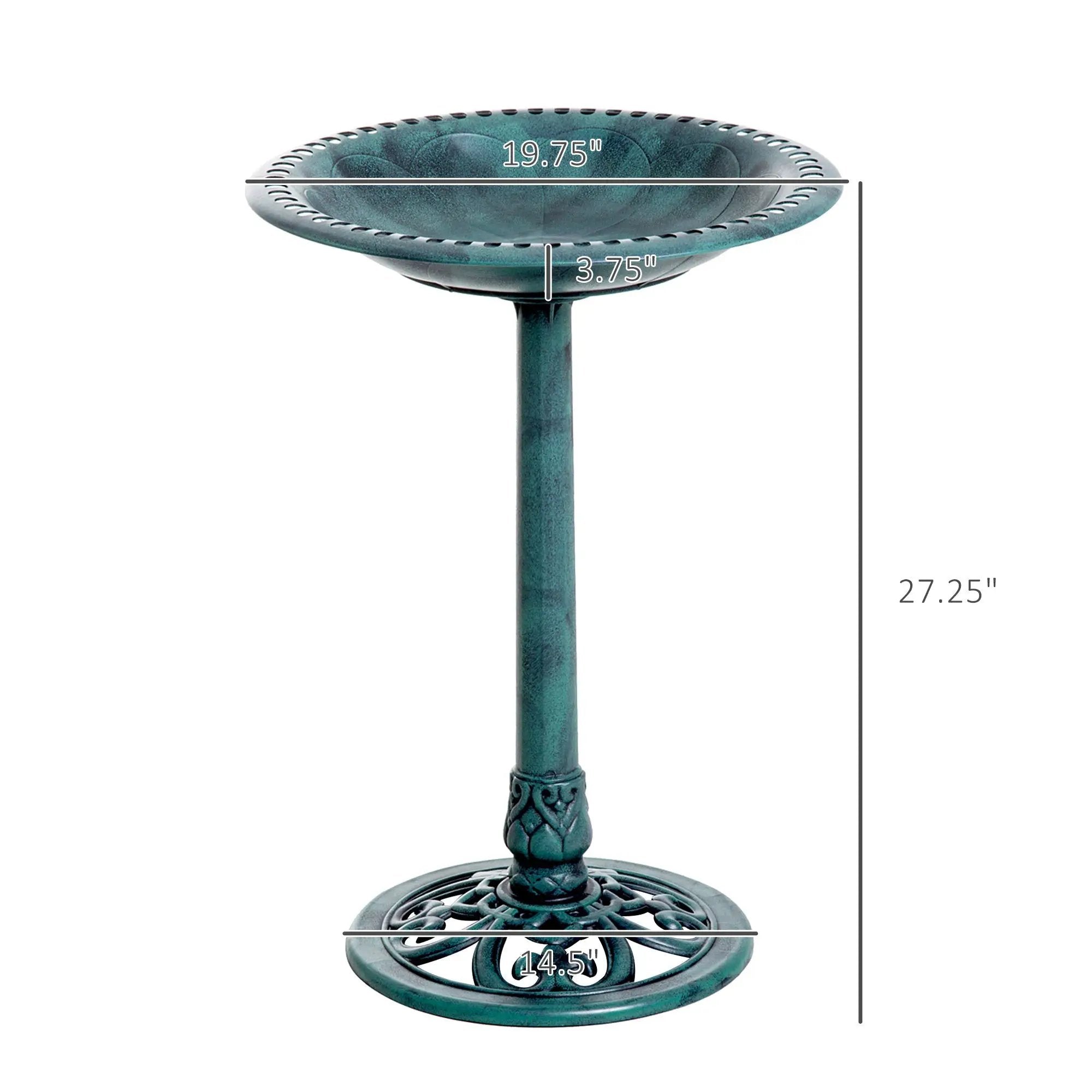 Outsunny 28'' Bird Bath Outdoor Resin Decor with Fleur De Lis Pattern by HouseOfZazla