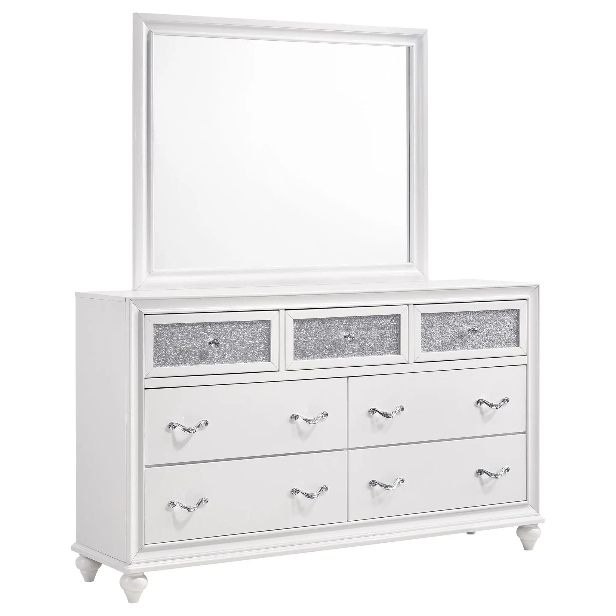 Barzini 7-drawer Dresser with Mirror White by Unique Piece Furniture