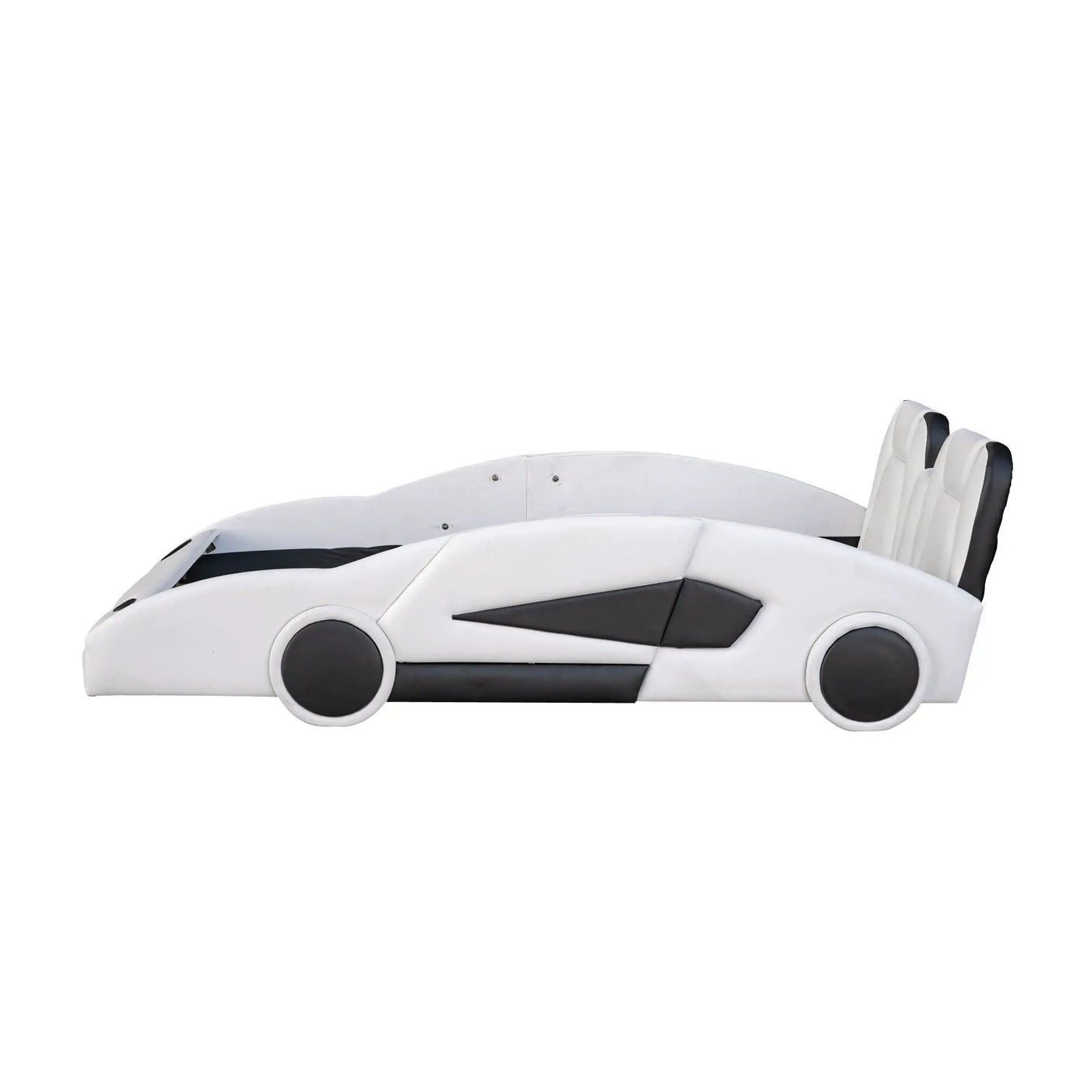Race Car Shaped Twin Platform Bed With Wheels, Pine Wood Construction by HouseOfZazla