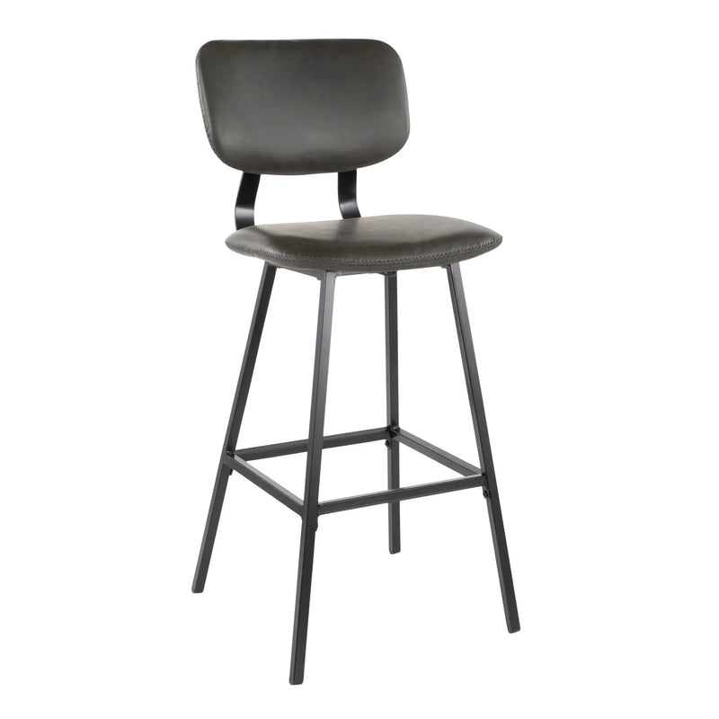 Foundry - Contemporary Barstool Zig Zag Stitching (Set of 2) - Black / Gray by HouseOfZazla