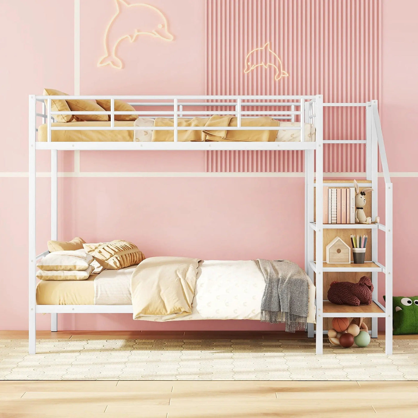 Bunk Bed With Lateral Storage Ladder And Wardrobe by HouseOfZazla
