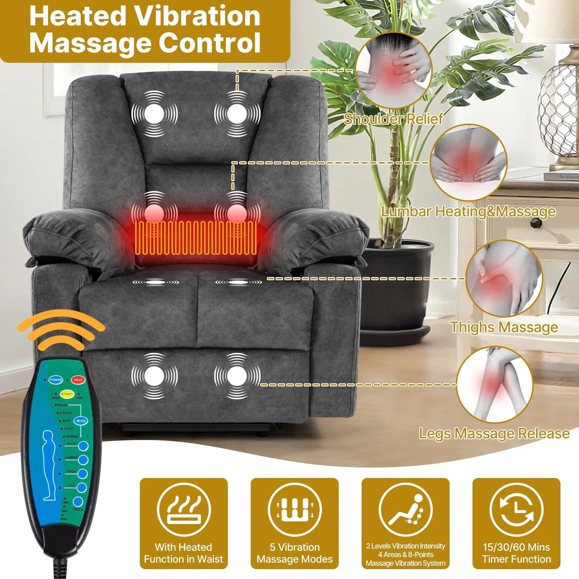 Power Lift Recliner Chair Sofa With Massage by Unique Piece Furniture