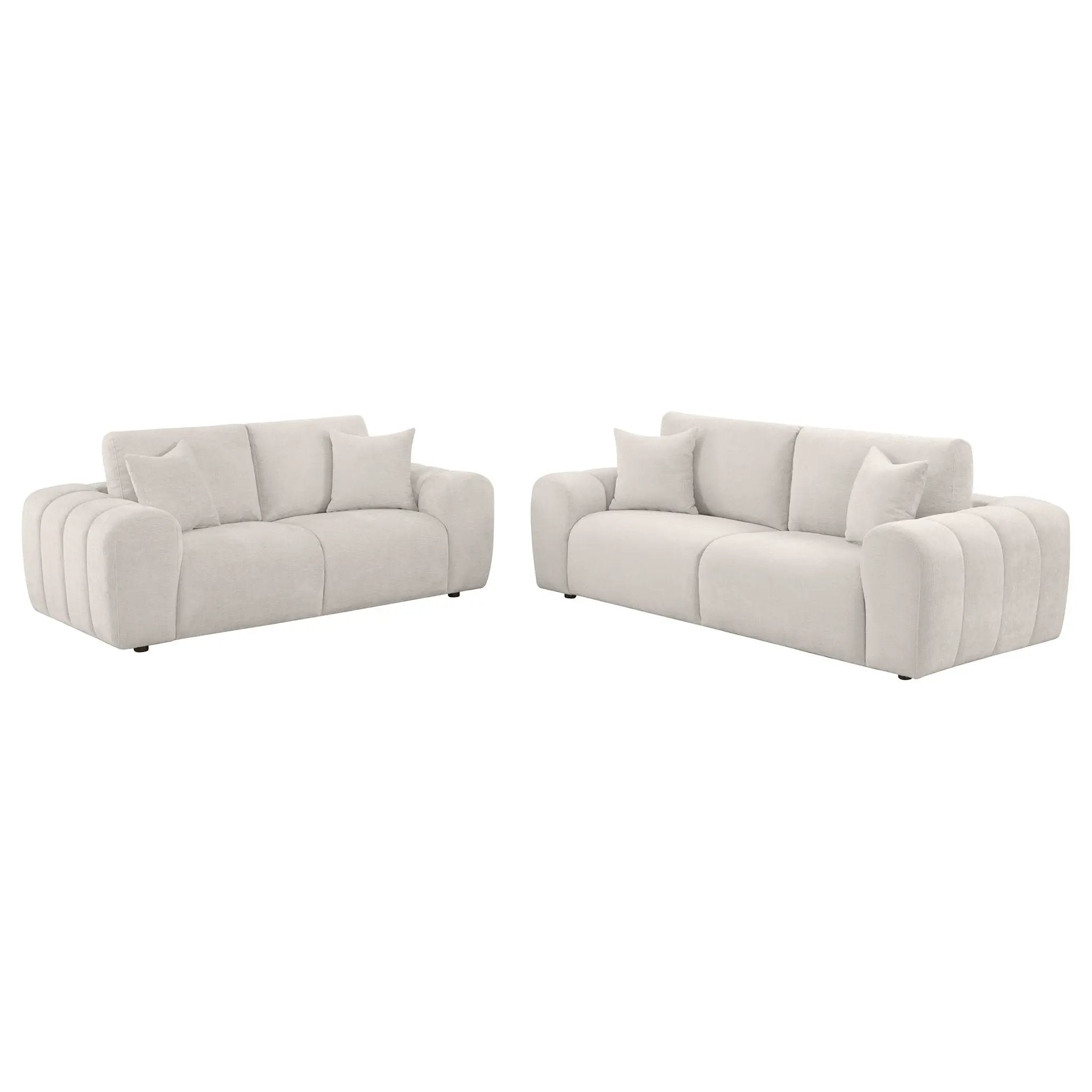 Burnett 2-piece Chenille Upholstered Sofa Set Ivory by Unique Piece Furniture