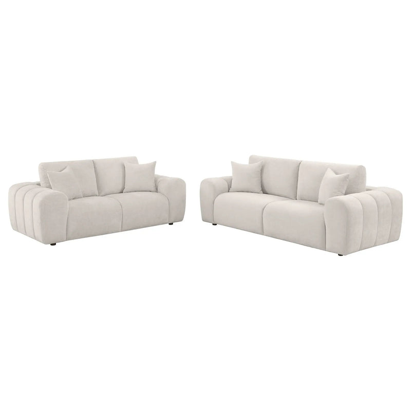 Burnett 2-piece Chenille Upholstered Sofa Set Ivory by Unique Piece Furniture