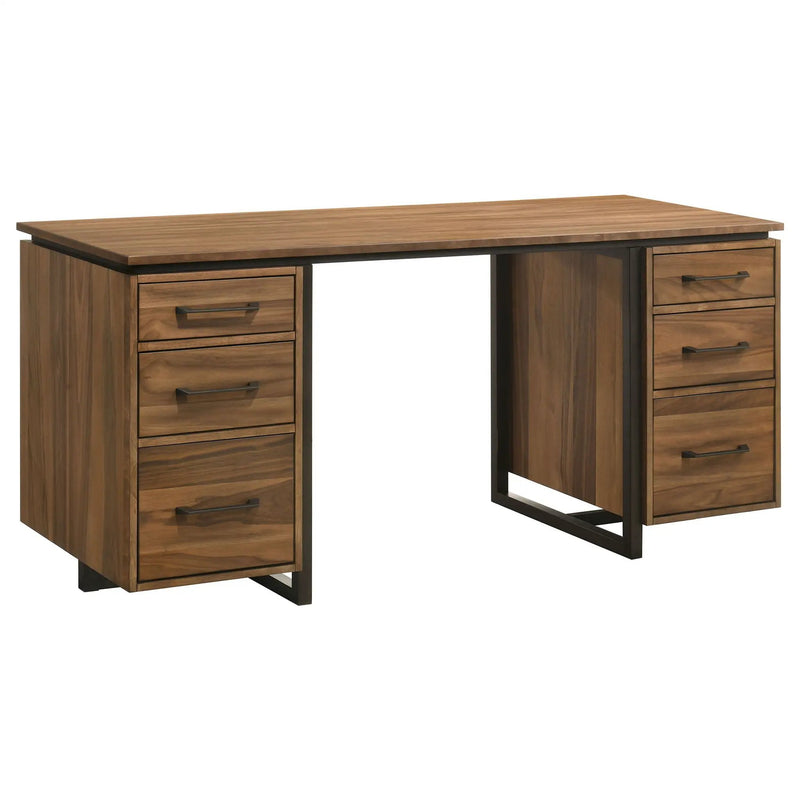 Berhalter 6-Drawer Double Pedestal File Computer Desk by Unique Piece Furniture