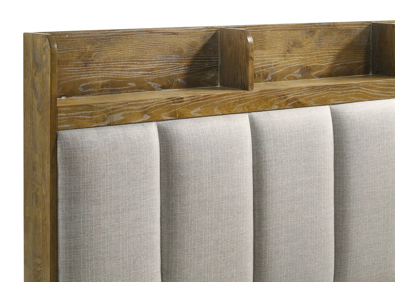 Henderson 57-inch Queen Bookcase Panel Bed Medium Oak by Unique Piece Furniture
