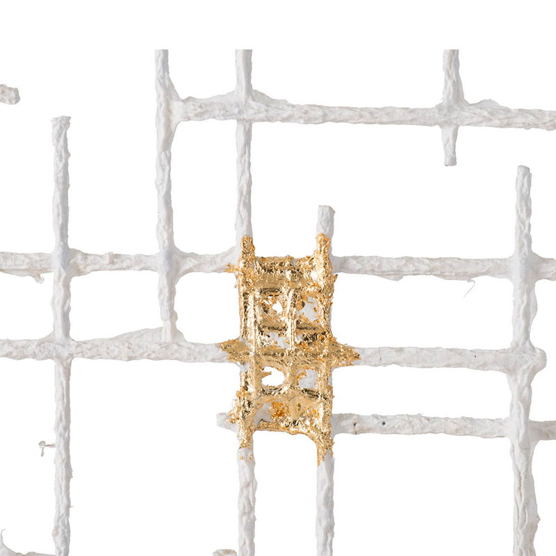 Iron Wall Decor with Geometric Design - White / Gold, photo 6 of 7
