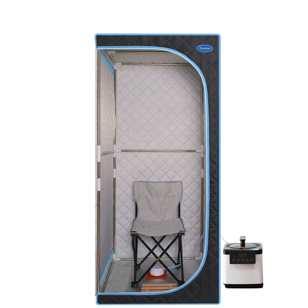 Full Size Portable Steam Sauna Tent with Stainless Steel Frame - Black, photo 15 of 17