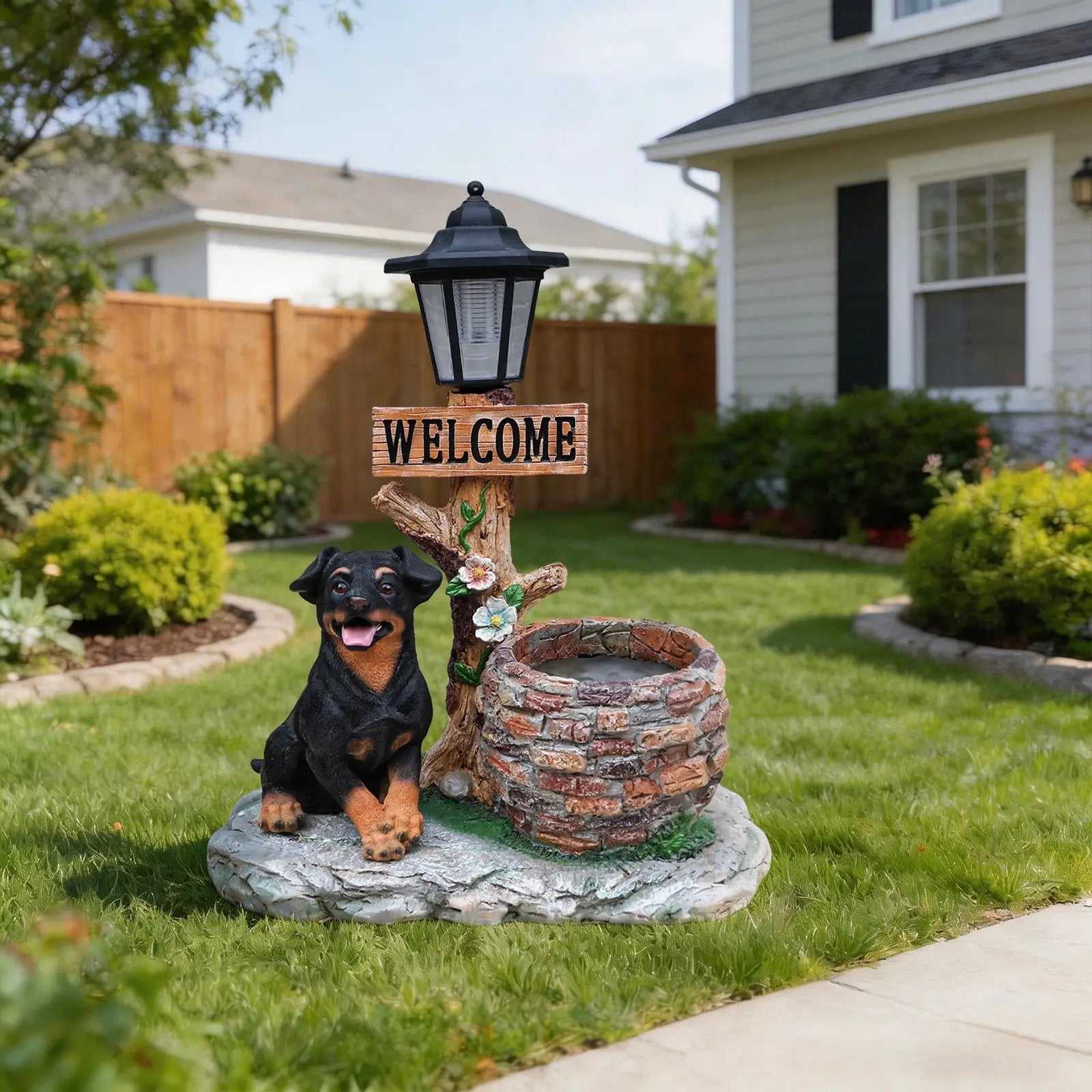 Puppy Dog Solar Planter Outdoor Statue by HouseOfZazla