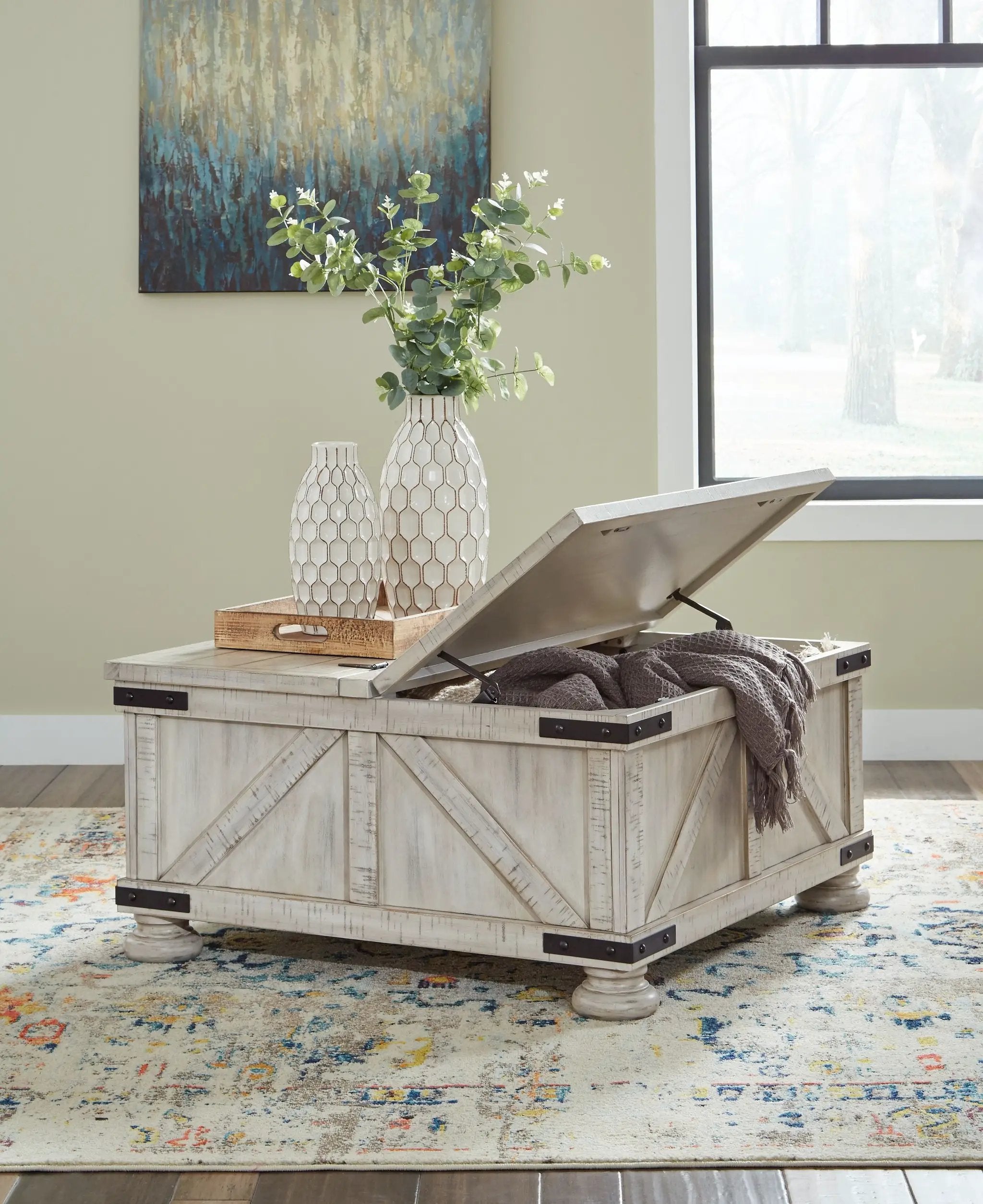 Carynhurst - Cocktail Table with Storage - Whitewash by Unique Piece Furniture