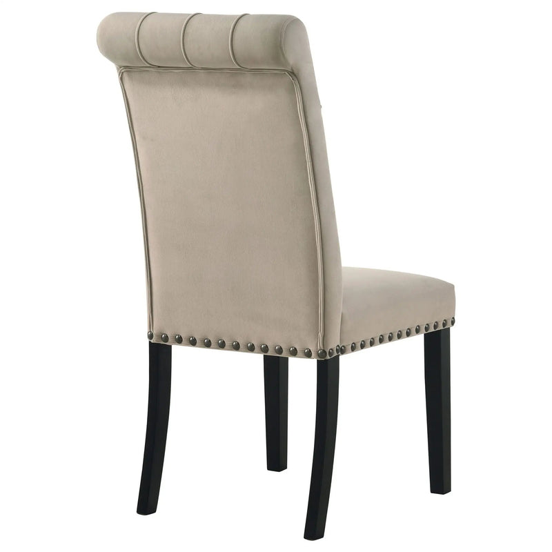 Alana Velvet Upholstered Dining Side Chair Sand (Set of 2) by Unique Piece Furniture