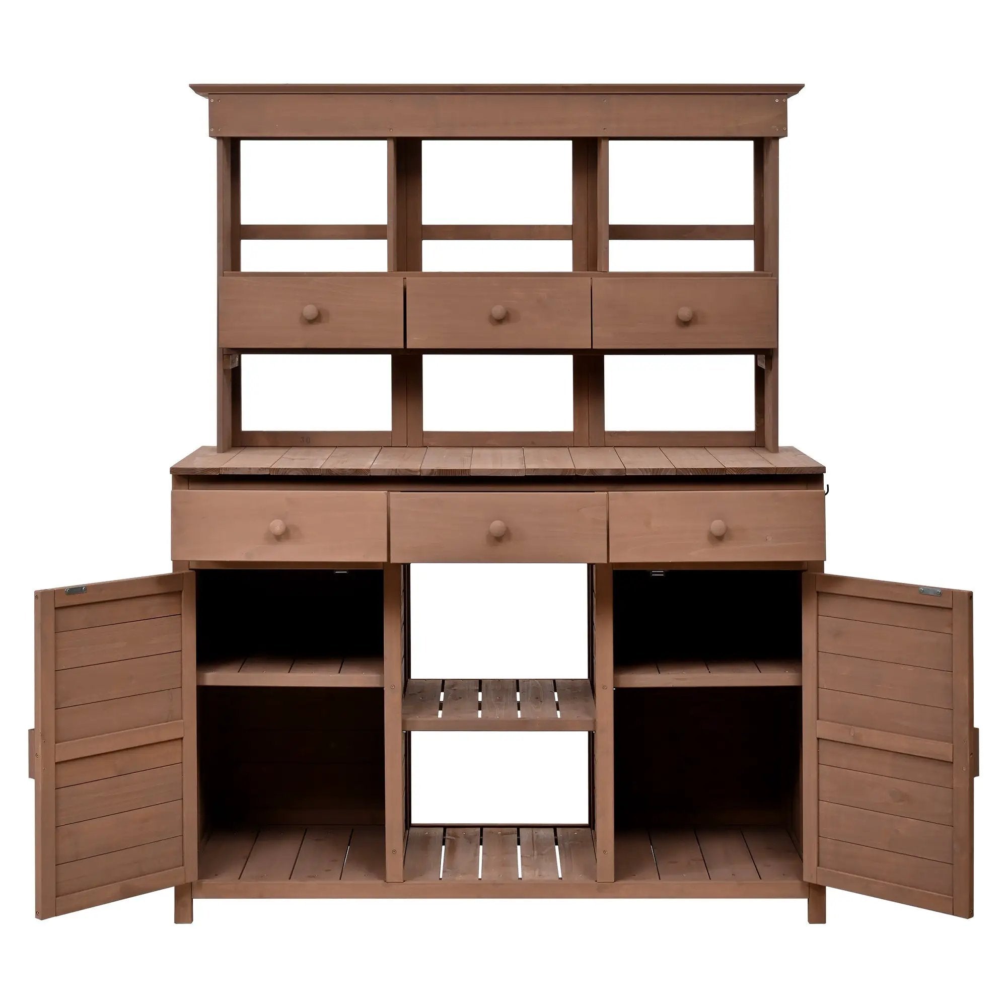 Topmax 65.7'' Tall Garden Potting Bench Table with Hutch by HouseOfZazla