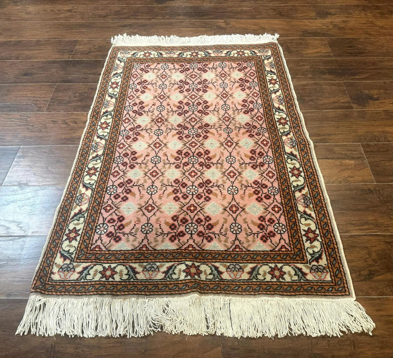Turkish Sivas Rug 3x4, Pink, Handmade, Wool, Vintage by Jewel Rugs