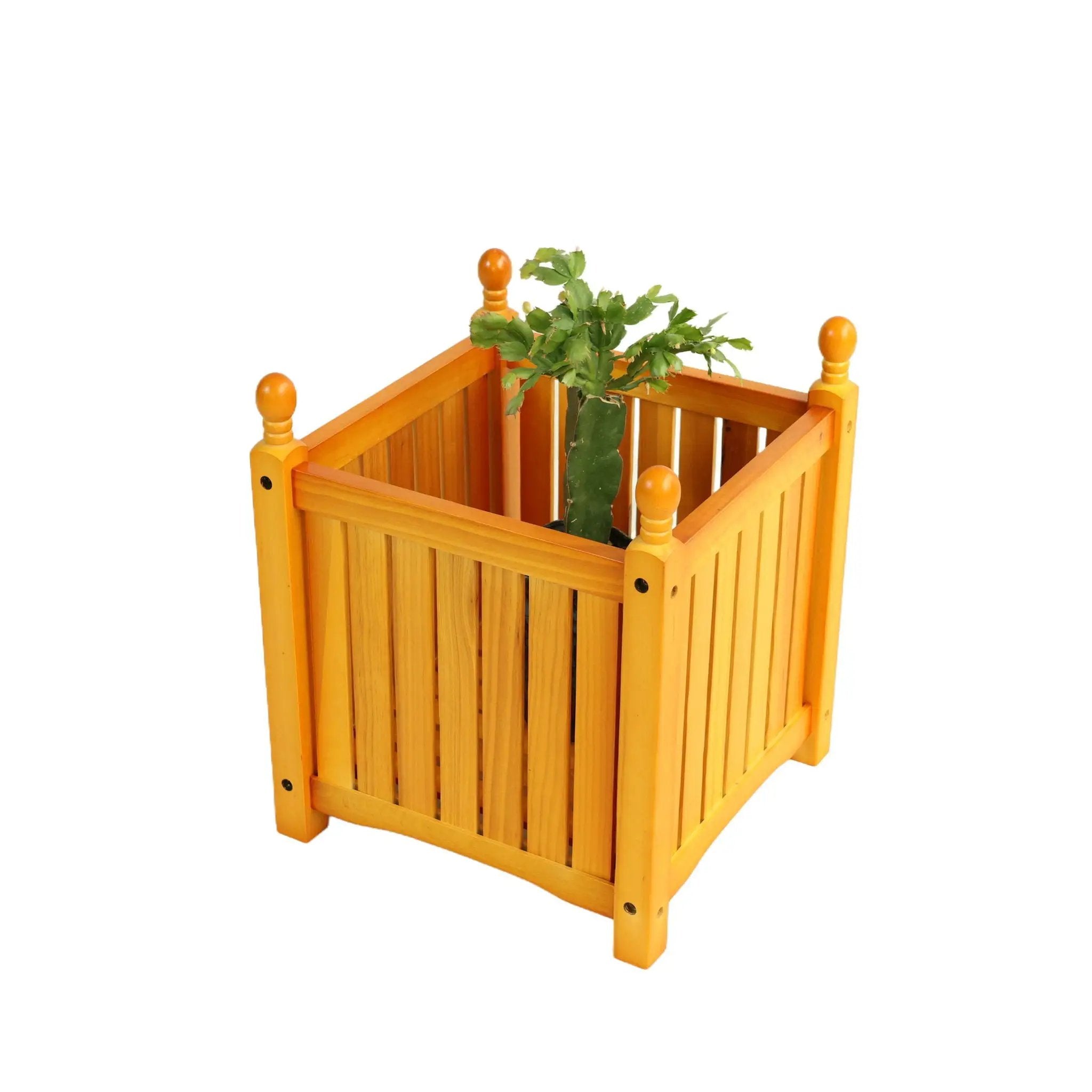 Square Outdoor Flower And Herb Pot - Teak by HouseOfZazla