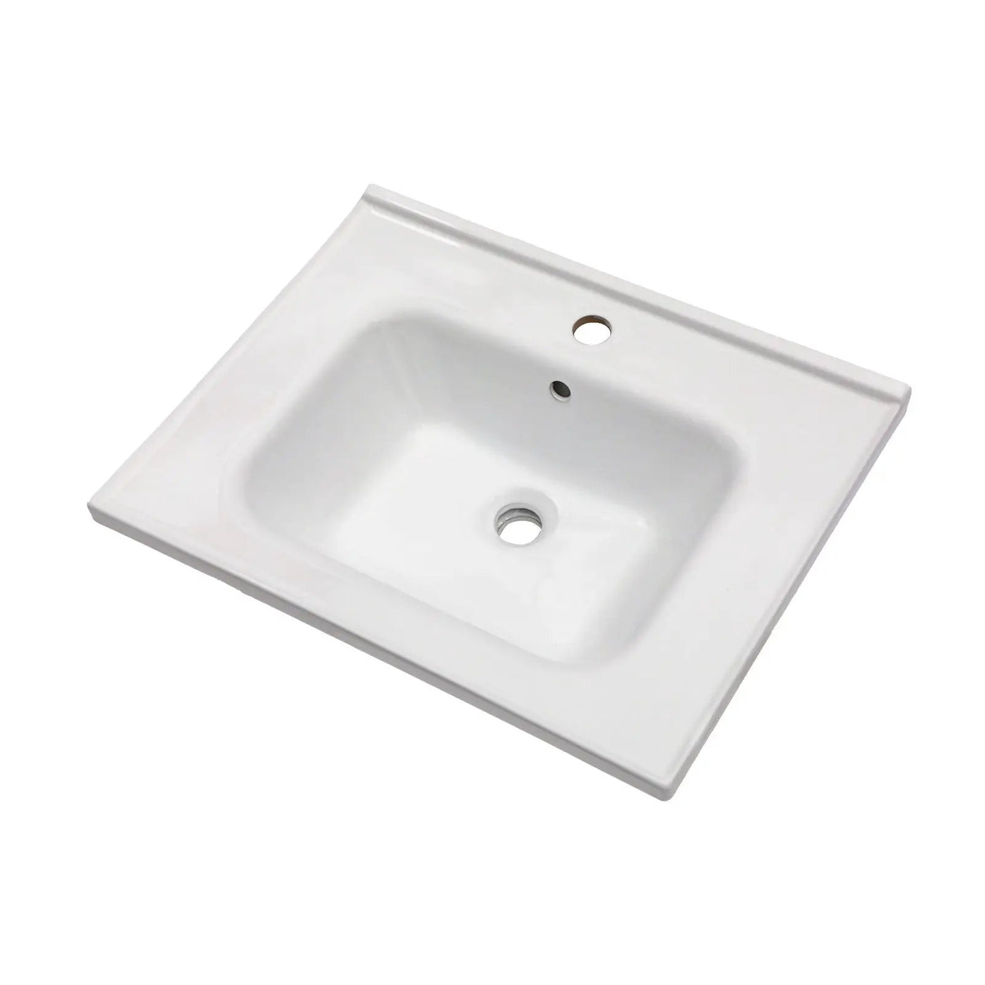 Rectangular Single Vanity Top With 1 Faucet Hole And Overflow Ceramic by HouseOfZazla