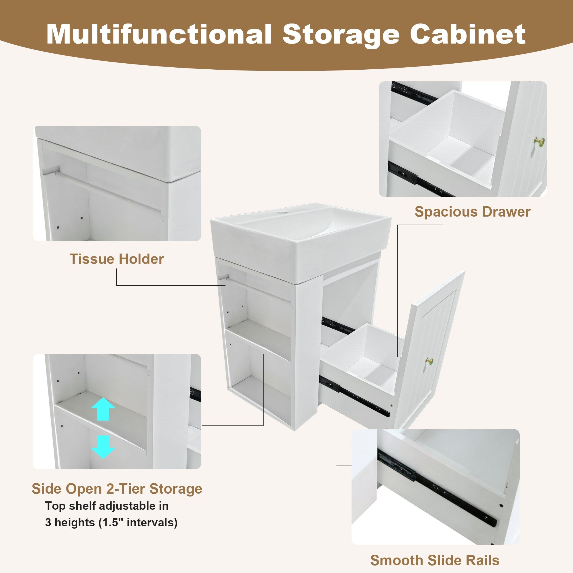 20-Inch Bathroom Vanity with Ceramic Sink and Storage Cabinet by HouseOfZazla