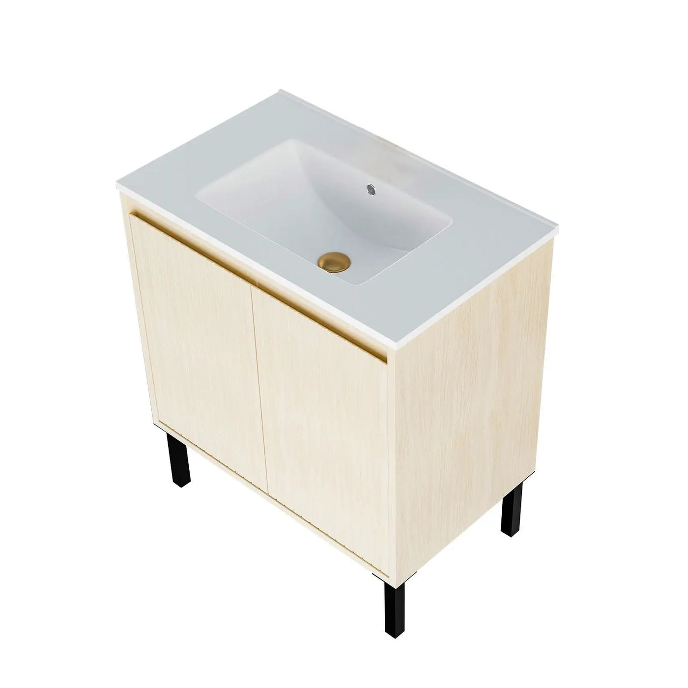 Bathroom Vanity With Ceramic Sink, Floor-Standing Design, Soft-Closing Drawers by HouseOfZazla