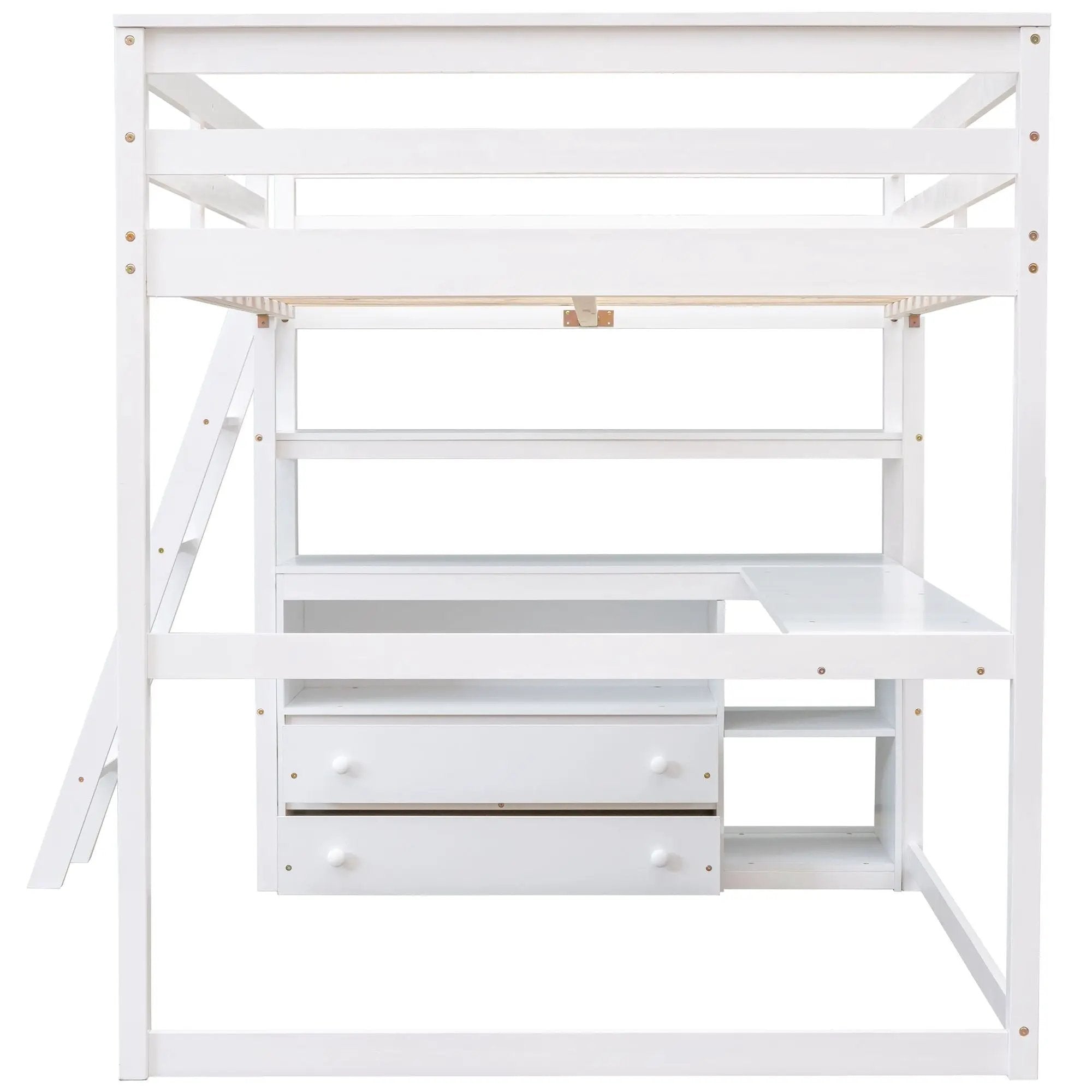 Modern Loft Bed With Built In Desk, Shelves, And 2 Drawers by HouseOfZazla