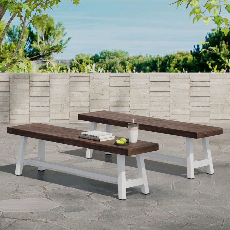 Tranquilizer Outdoor Acacia Wood Bench With Slat Panel Design by HouseOfZazla