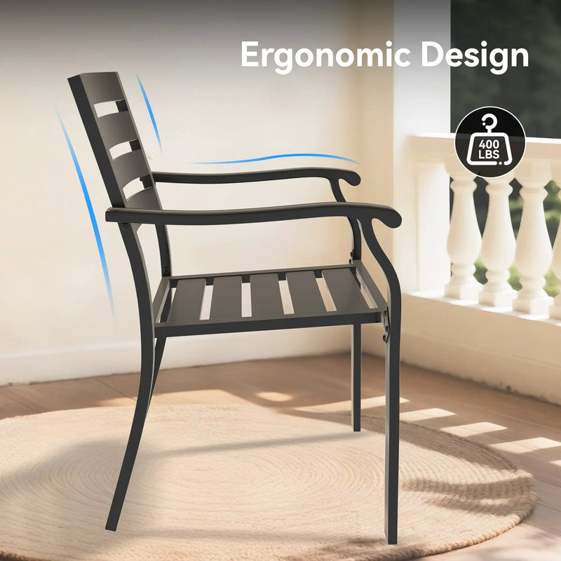 5 Pieces Outdoor Patio Dining Set with Stackable Metal Chairs and Round Table by HouseOfZazla
