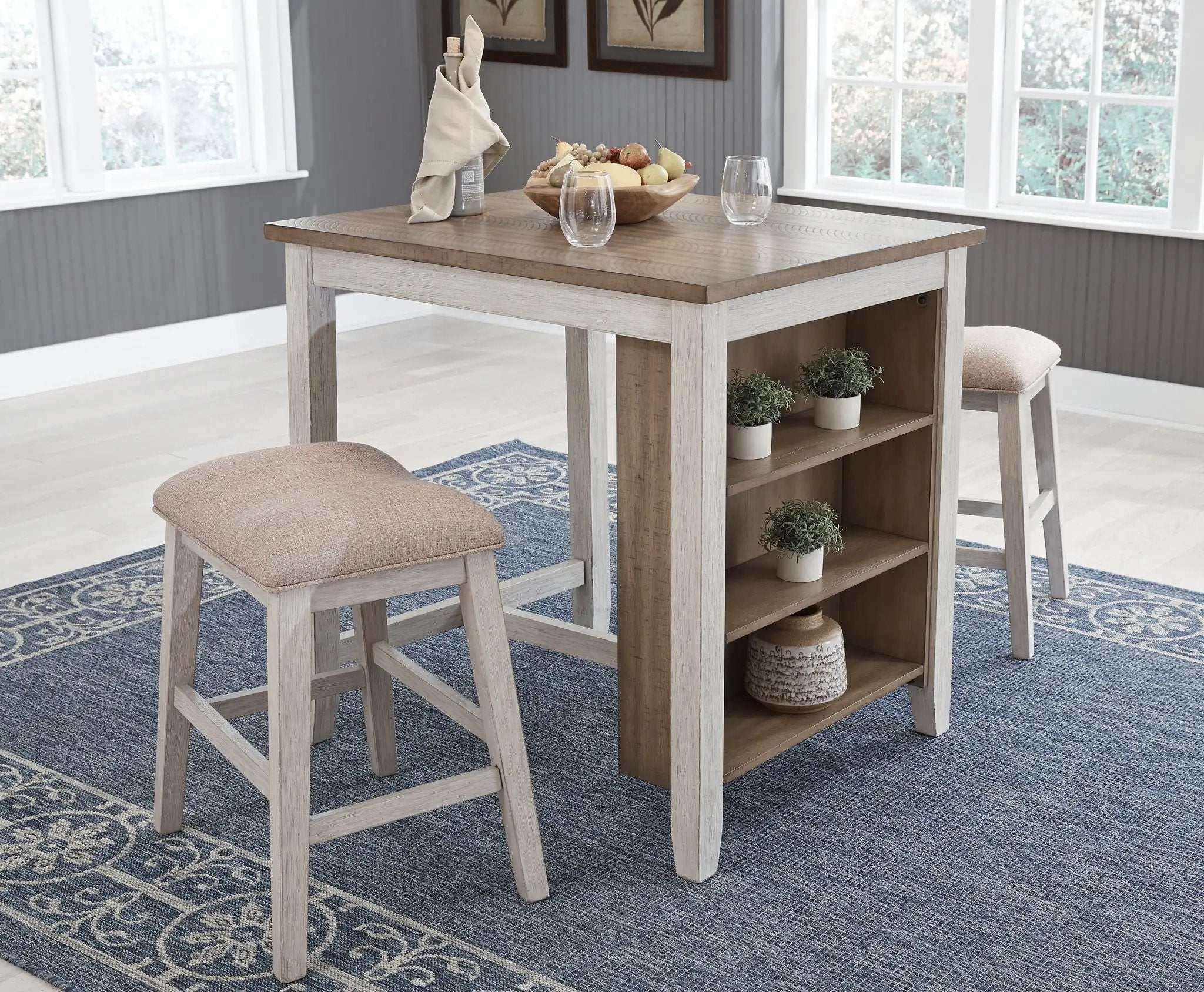 Skempton - RECT DRM Counter TBL Set(Set of 3) - White by Unique Piece Furniture