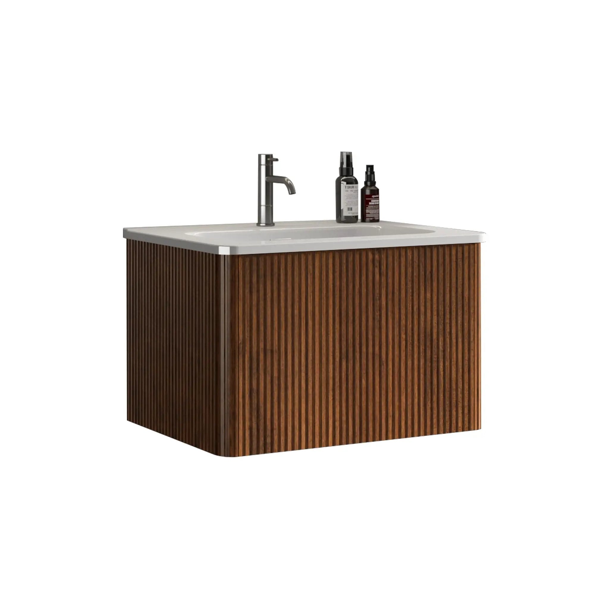 Etna - Striped Bathroom Vanity With Ceramic Sink, Wall Mounted Floating Bathroom Vanity For Modern Bathroom by Unique Piece Furniture
