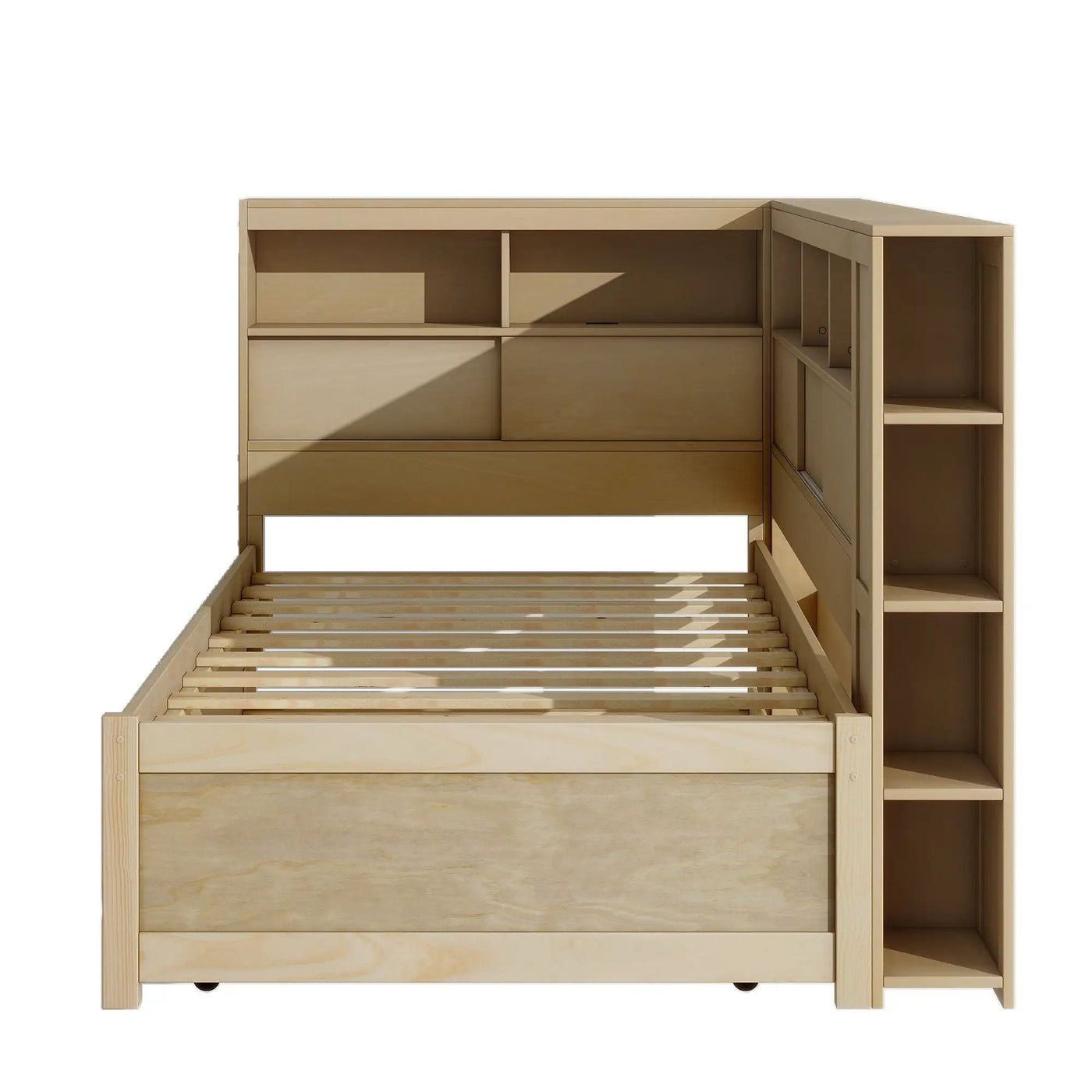 Daybed With Storage Shelves, USB Charging, And Trundle Bed by HouseOfZazla