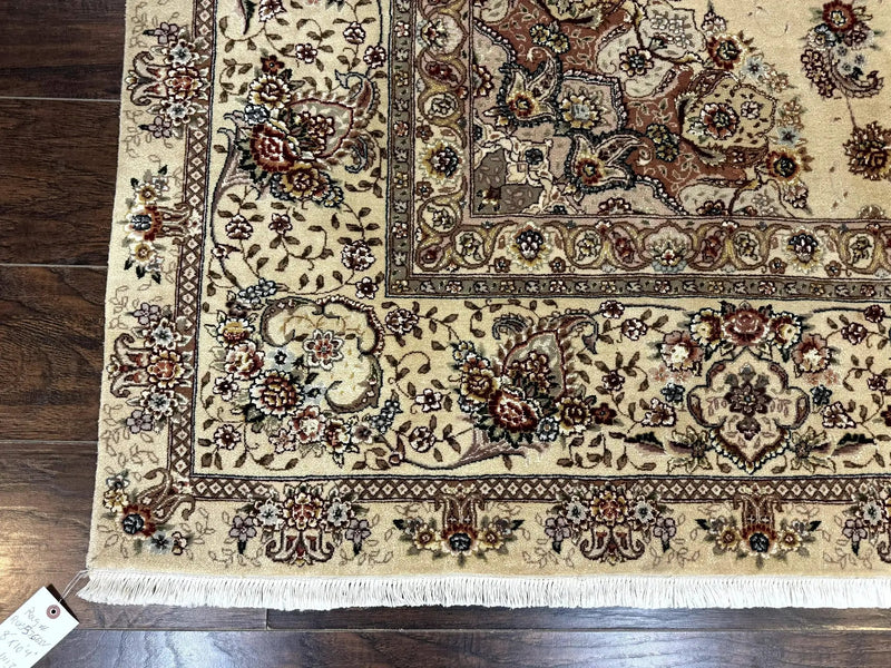Sino Persian Rug 8x10, Wool and Silk Highlights, 290 KPSI, Floral Medallion by Jewel Rugs