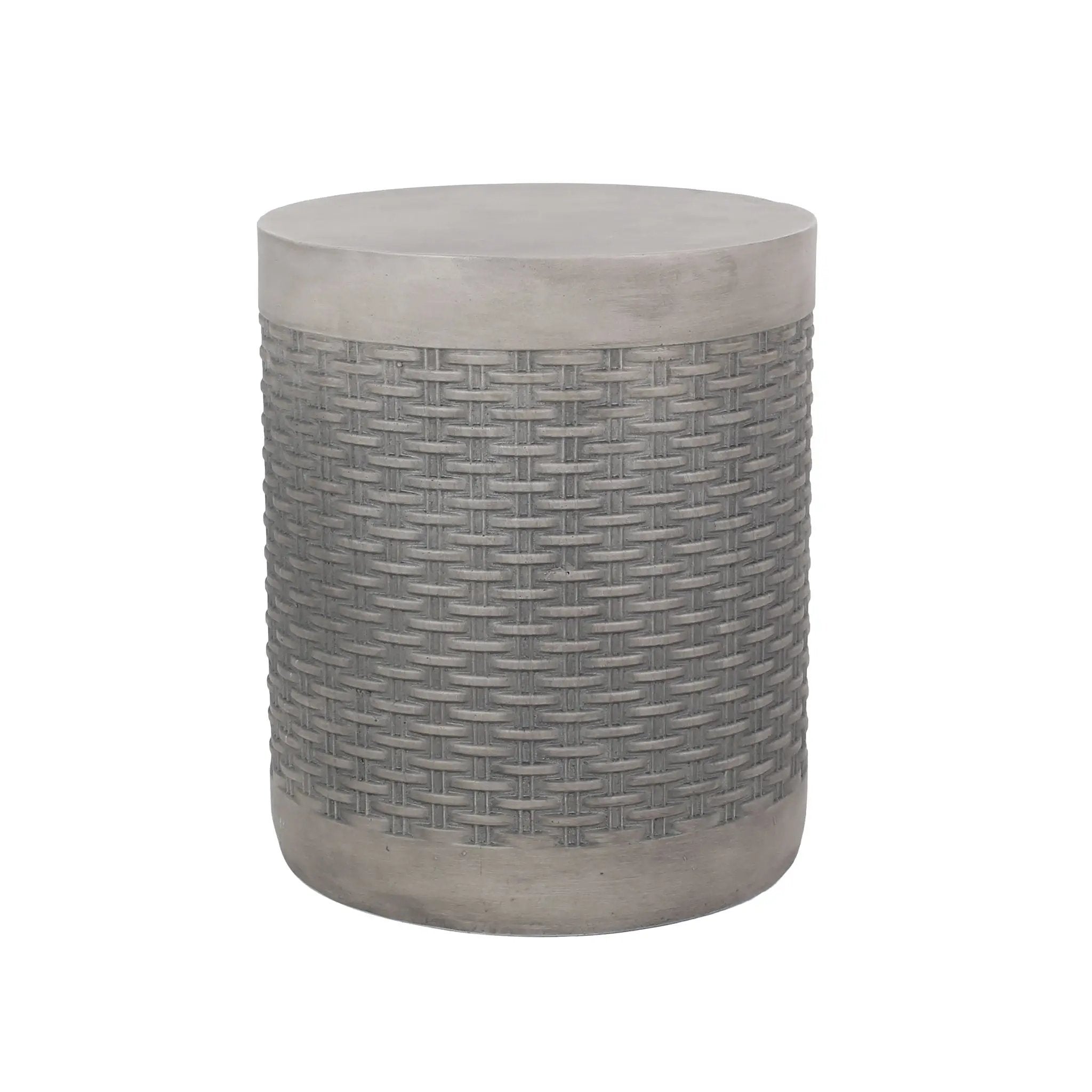 Outdoor Lightweight End Table Round Concrete - Natural by HouseOfZazla