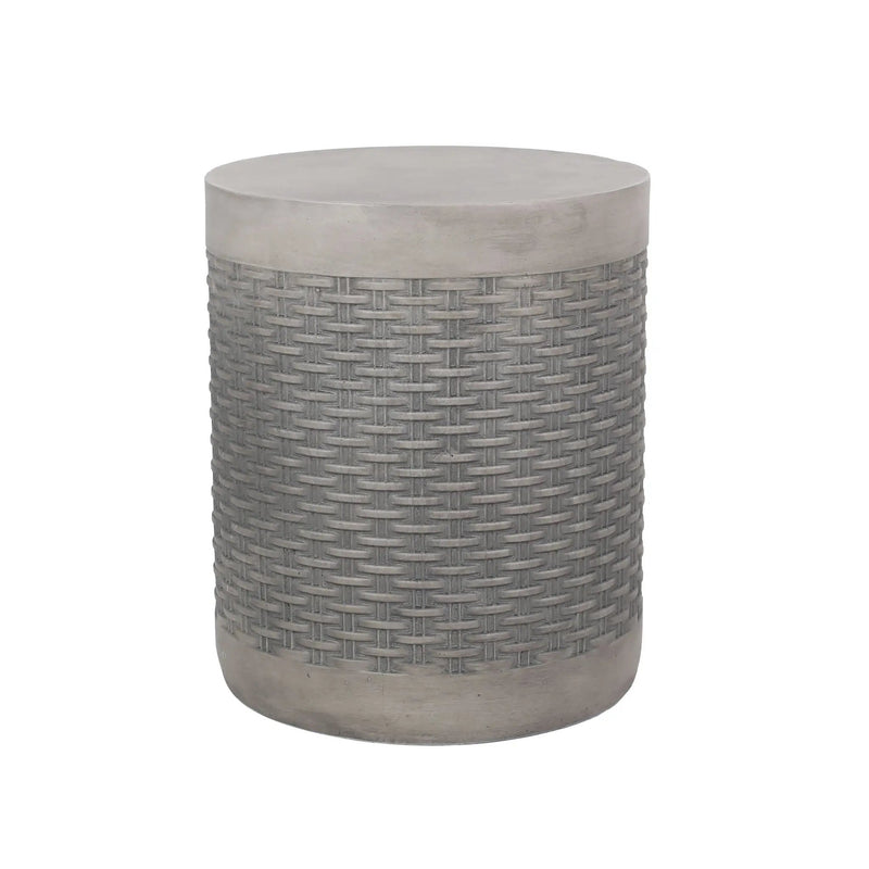 Outdoor Lightweight End Table Round Concrete - Natural by HouseOfZazla