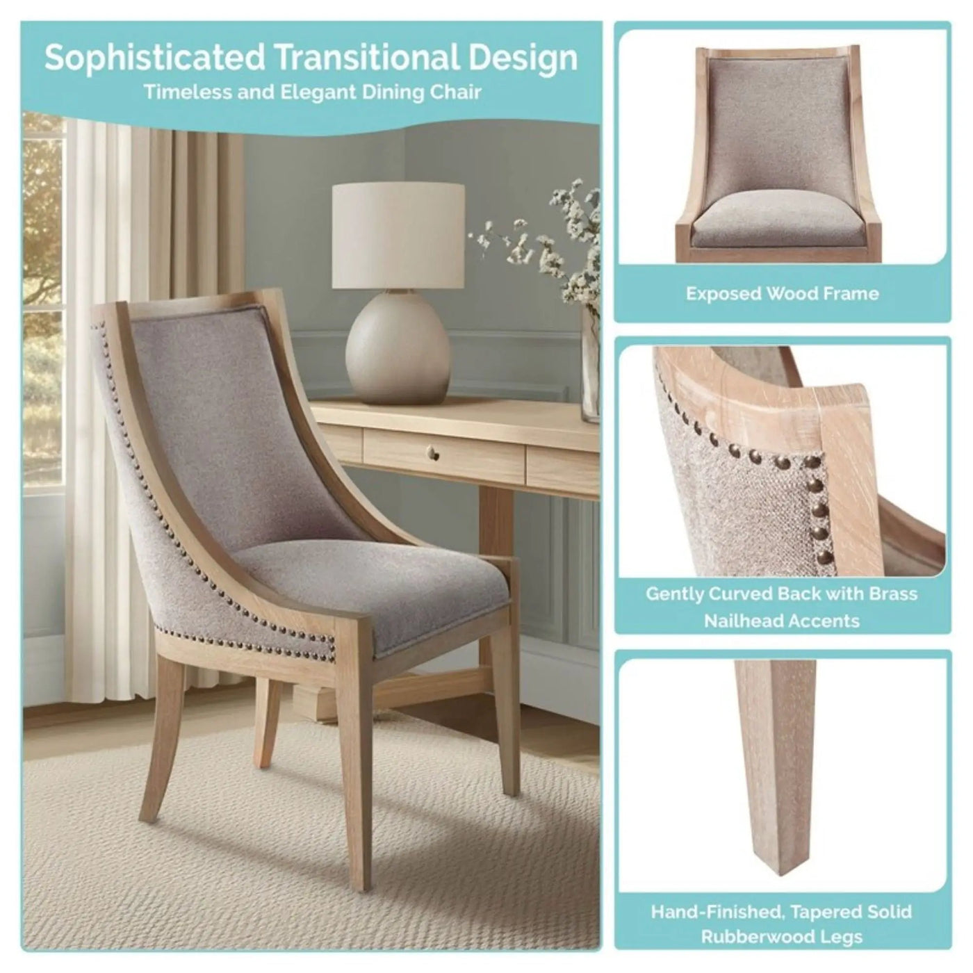 Upholstered Dining Chair With Nailhead Trim by HouseOfZazla