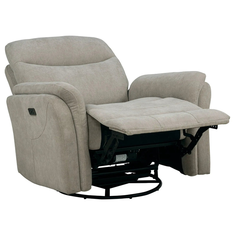 Adler Upholstered Power Swivel Glider Recliner Ivory by Unique Piece Furniture