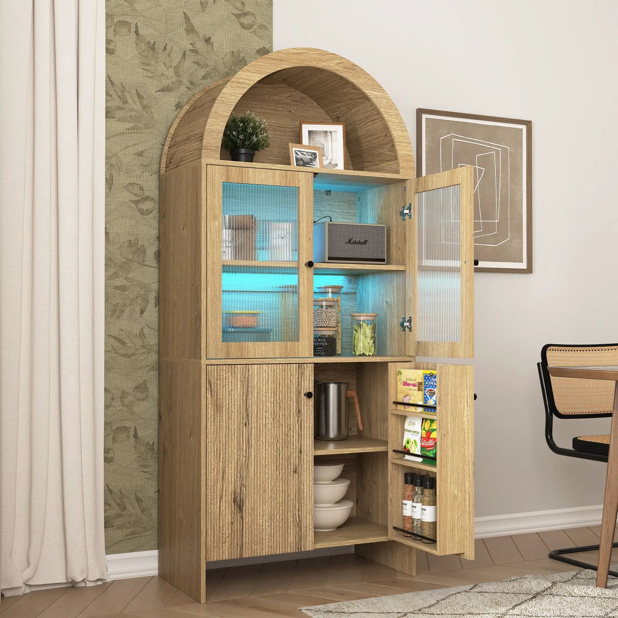 Modern Tech Inspired Dome Cabinet With LED Lighting