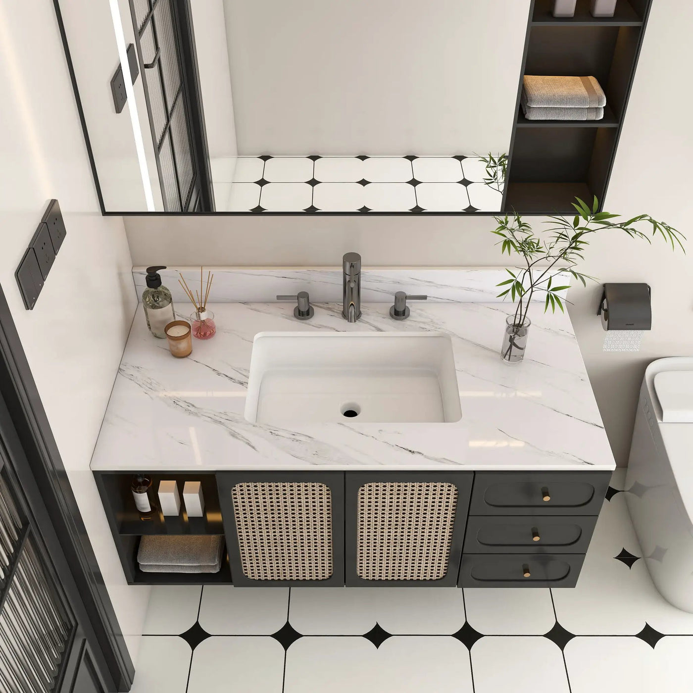 Bianco Carrara Venato Elegant Marble Vanity Top, Bathroom Vanity With Undermount Sink, Sintered Stone by HouseOfZazla