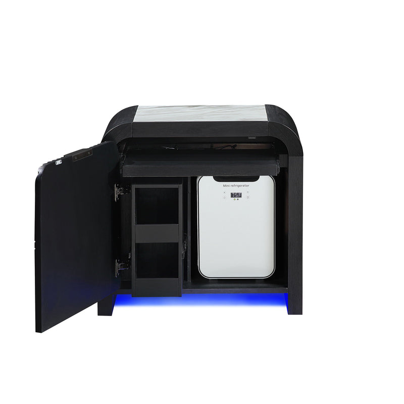 Accent Nightstand with Cooler, Speaker, and LED Light – Black White, photo 4 of 7