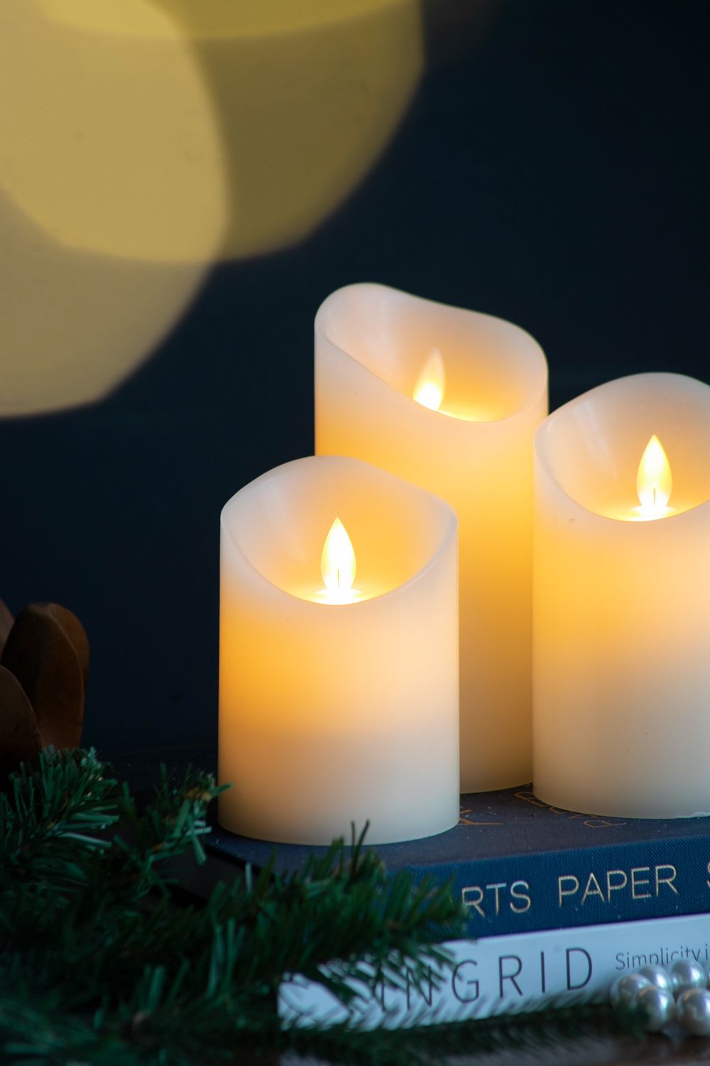 Flickering LED Candles Set with Remote Timer - Ivory, photo 5 of 10