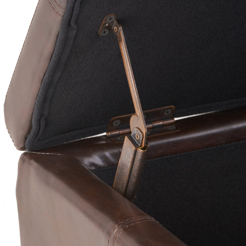 Upholstered PU Leather Storage Ottoman with Solid Wooden Legs by HouseOfZazla
