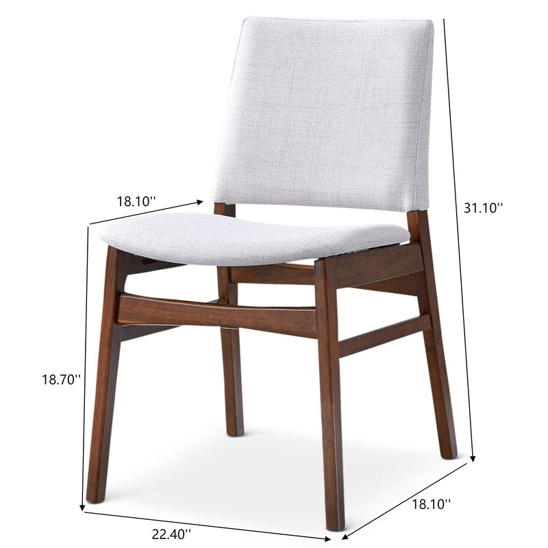 Brown / Light Gray Dining Chair Set with Solid Wood Frame - Set of 2, photo 3 of 12