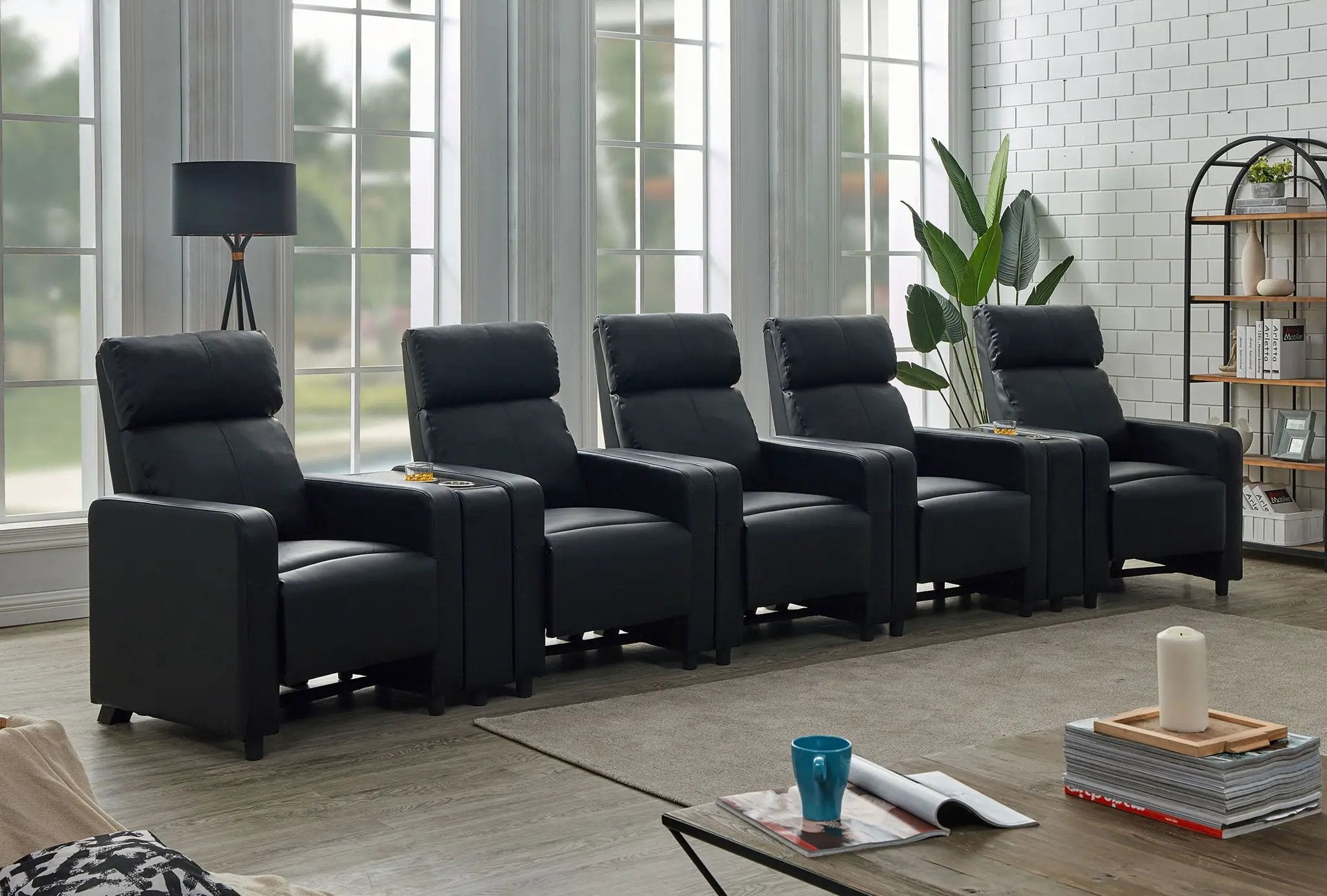 Toohey Upholstered Tufted Recliner Living Room Set Black by Unique Piece Furniture