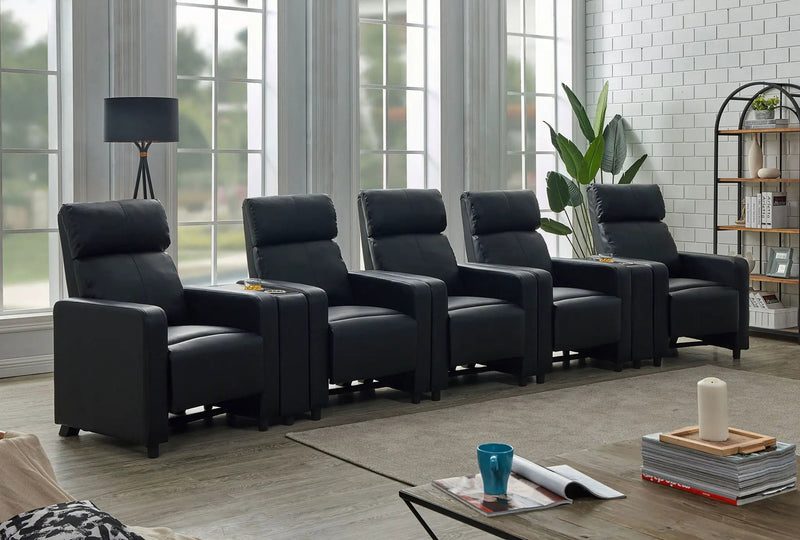 Toohey Upholstered Tufted Recliner Living Room Set Black by Unique Piece Furniture