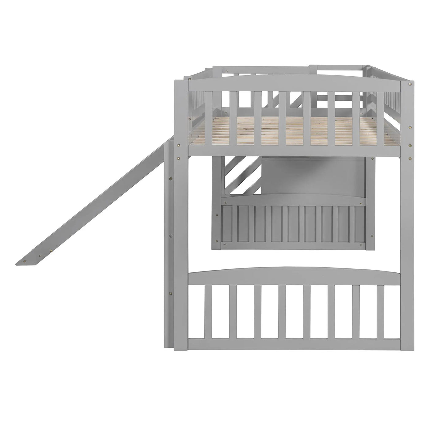 Loft Stairway Bed With 2 Drawers, Convertible Ladder And Slide by HouseOfZazla