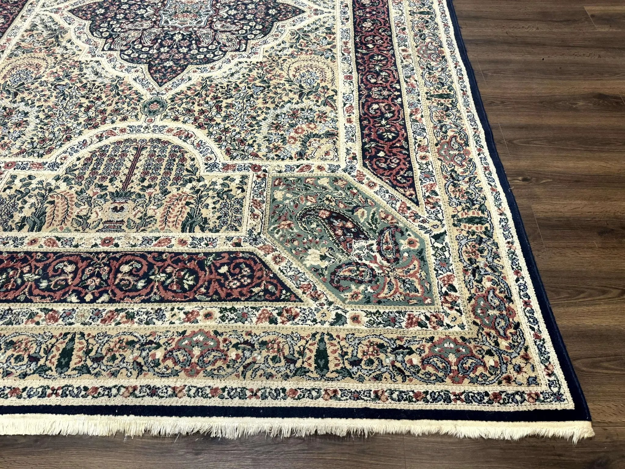 Persian Rug 8x11, Belgium Power Loomed Rug, Kirman Lavar Floral Design, Vintage Rug by Jewel Rugs