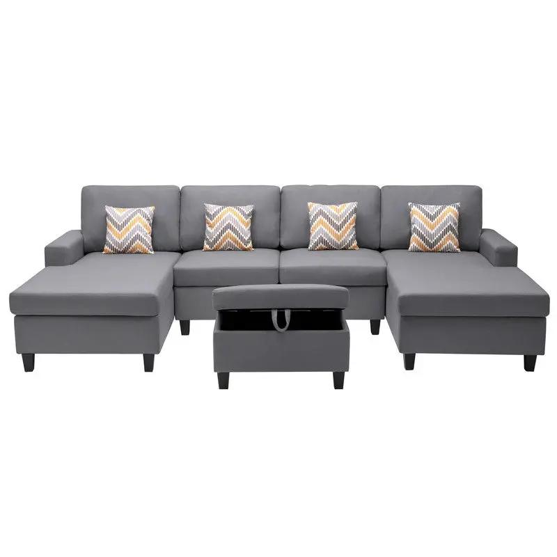 Nolan - Fabric 5 Piece Sectional Sofa With Interchangeable Legs by HouseOfZazla