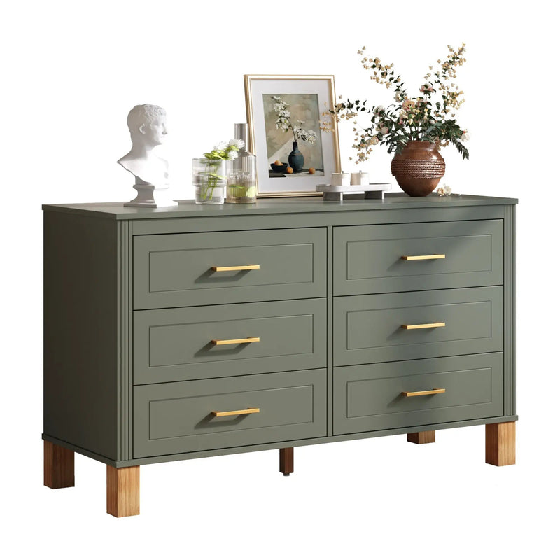 6-Drawer Double Dresser in Olive by HouseOfZazla
